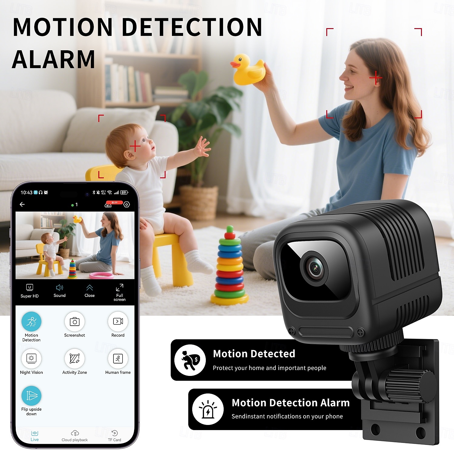 1080p mini beveiligingscamera wifi draadloze binnencamera voor thuis, huisdieren en baby's met app voor weergave op afstand, nachtzicht, bewegingsdetectie, kleine nanny bewakingscamera, kleine 2026 - $51.99 –P7