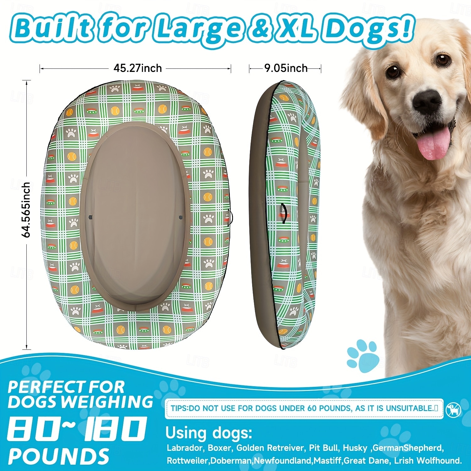 Flotador inflable para perros grandes, apto para mascotas que pesen entre 65 y 180 libras, diseñado para usar en piscinas, sin batería. 2026 - $49.99 –P3