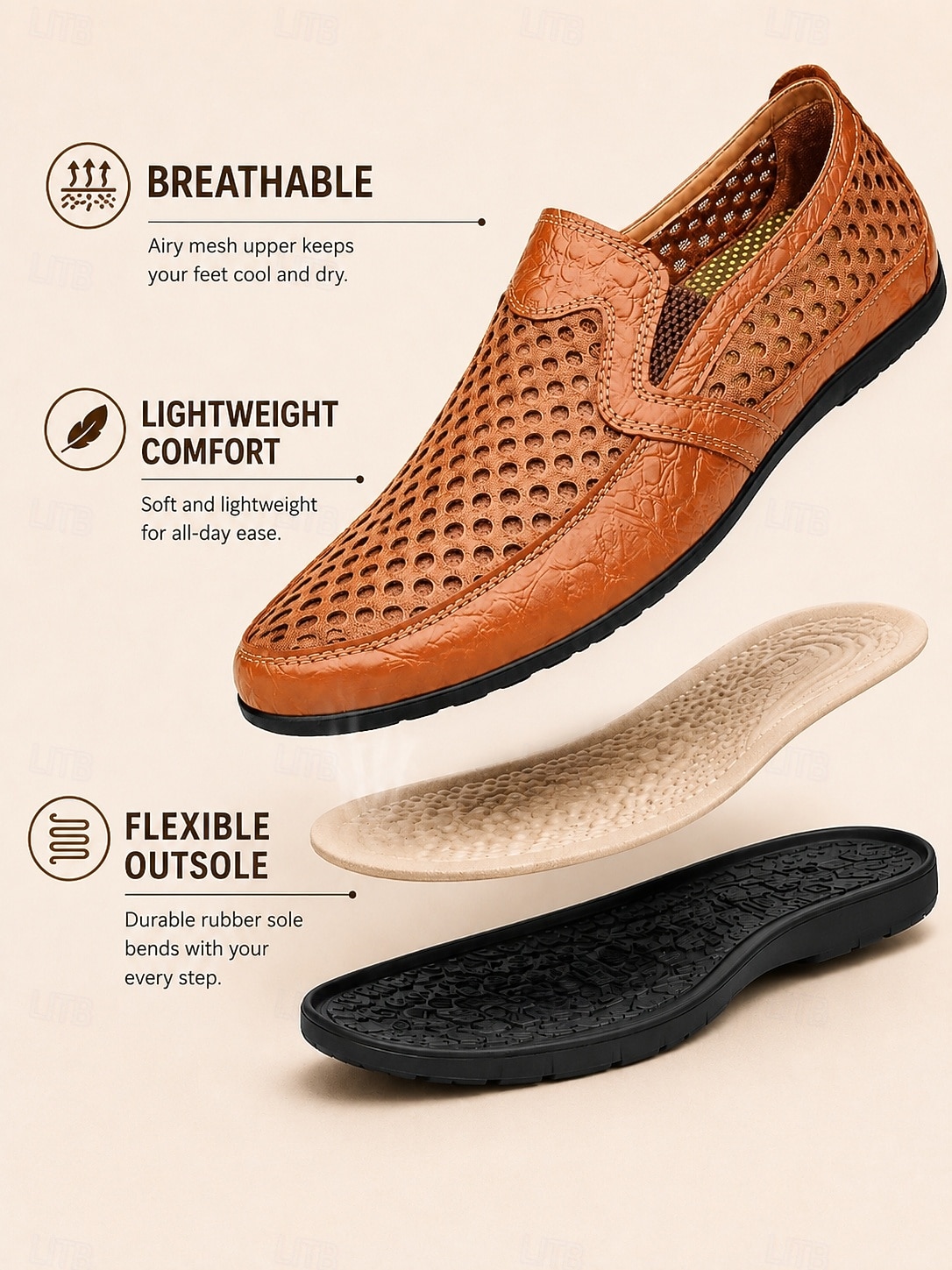Homens Mocassins e Slip-Ons sapatos feitos à mão Caminhada Casual Ao ar livre Atlético Com Transparência Pele Respirável Confeccionada à Mão Preto Azul Marron Verão Primavera de 2026 por $54.99 –P2