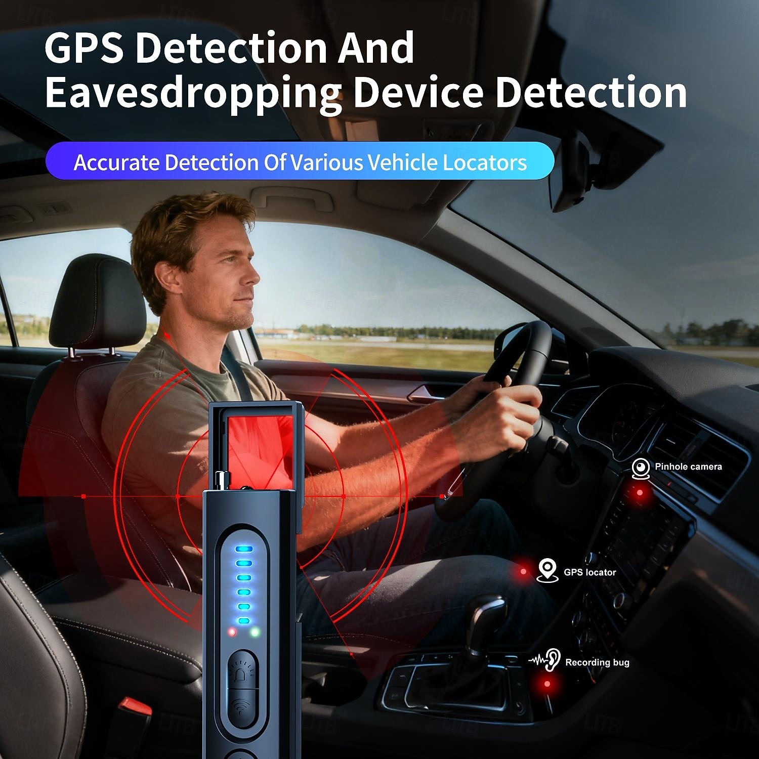 Verborgen cameradetector, gps-trackerzoeker, RF-signaaldetector voor afluisterapparatuur, anti-spionageapparaat, draagbare privacybeschermer voor hotel, thuis en op reis, handzame 2026 - $31.99 –P7