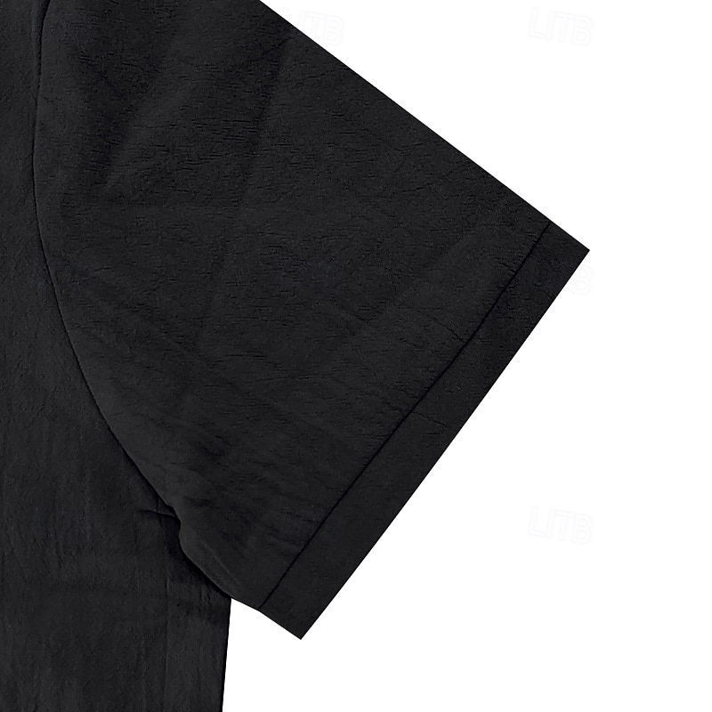 Men Shirt Linen Shirt Popover Shirt Summer Shirt Beach Wear Plain Casual Vacation Black Khaki Gray Short Sleeve Shirt Collar Summer Spring Clothing Apparel 2026 - $21.99 –P5