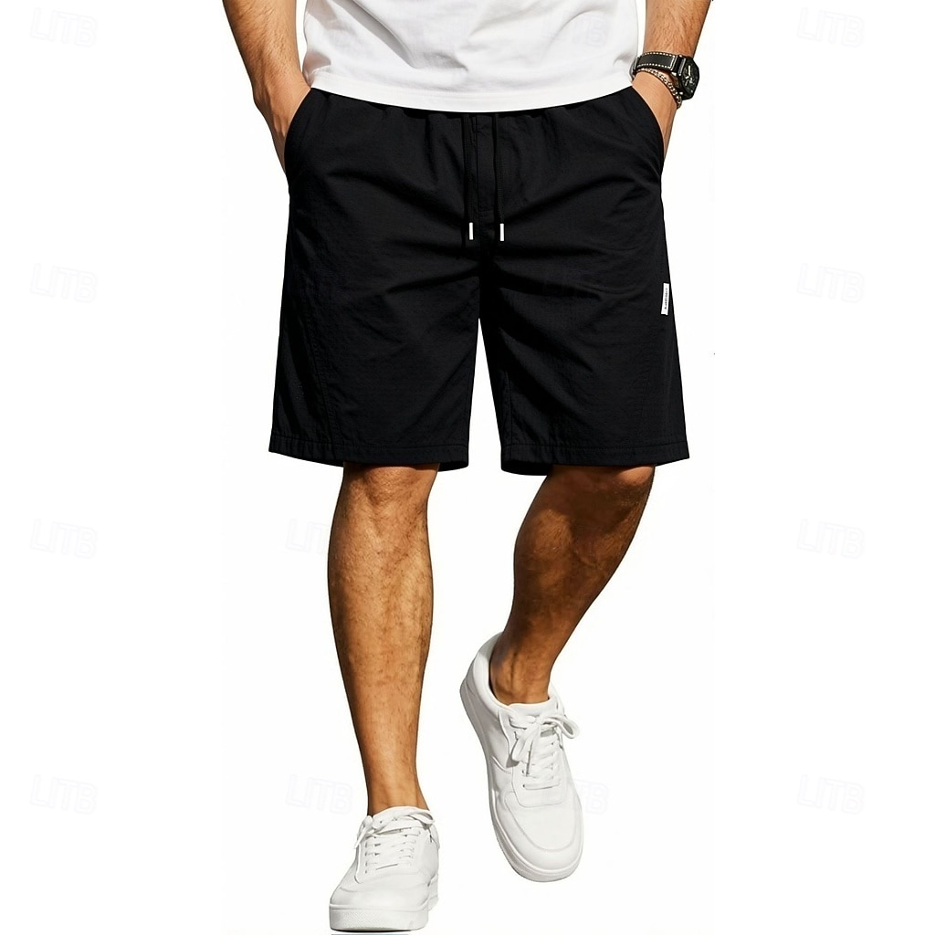 Men's Lightweight Cargo Shorts Comfort Waist Tactical Cargo Shorts Casual Shorts Drawstring Pocket Elastic Waist Plain Quick Dry Knee Length Outdoor Streetwear Daily Wear Fashion Streetwear Black 2026 - $21.99 –P5