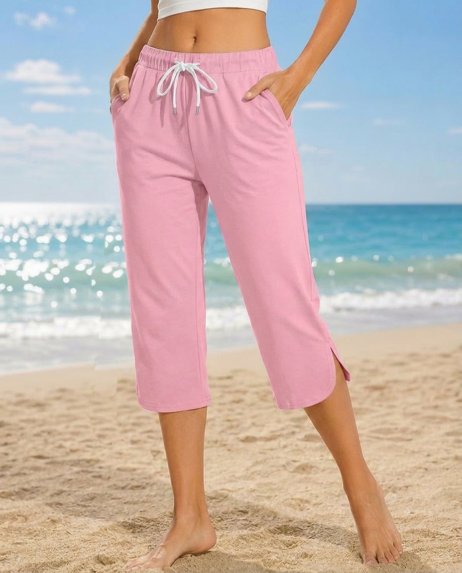 Damen Caprihose Lässig Wadenlang Natürliche Taille Einfach Komfort Hohe Elastizität Urlaub Blau Violett Dunkelblau Pfauenblau Sommer Frühling Normale Passform 2026 - $24.99 –P13