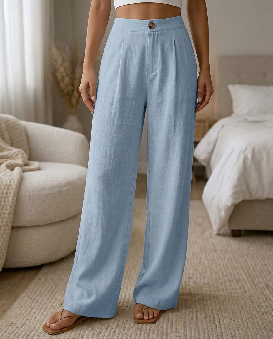 Naisten Leveä reisi Rento arki Täyspitkä Korka vyötärö Tavallinen Hengittävä Mikrojoustava Loma Muodollinen Valkoinen purppura Tumma harmaa Aprikoosi Kesä Kevät Loose Fit 2026 - $26.99 –P8