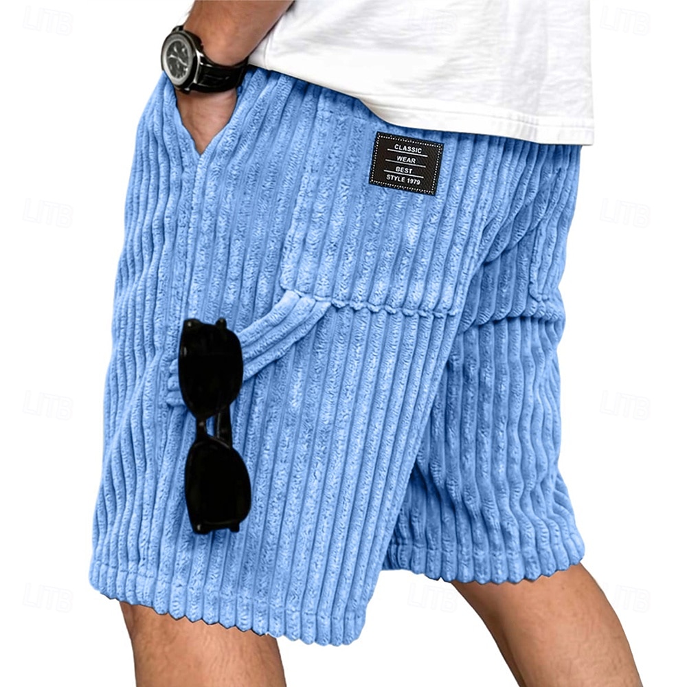 Herren Shorts Sommershorts Freizeitshorts Cordshorts Tasche Elastischer Bund Einfach Texture Komfort Atmungsaktiv Knielang Lässig Outdoor Strand Urlaub Mode Khaki Marineblau Unelastisch 2026 - $27.99 –P3