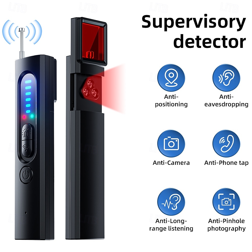 Verborgen cameradetector, gps-trackerzoeker, RF-signaaldetector voor afluisterapparatuur, anti-spionageapparaat, draagbare privacybeschermer voor hotel, thuis en op reis, handzame 2026 - $31.99 –P2