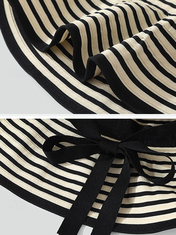 Women's Striped Foldable Sun Hat, Wide Brim Polyester Beach Hat for Women, Packable Summer Travel Vacation Cap, Elegant UV Protection Hat 2026 - $11.99 –P9