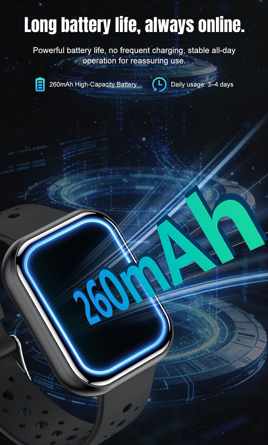 Smartwatch voor mannen en vrouwen, 1,81 inch HD touchscreen fitness tracker met hartslag- en slaapmonitor, Bluetooth-belfunctie, ademende geperforeerde sportband, IP68 waterdicht. 2026 - $19.99 –P4