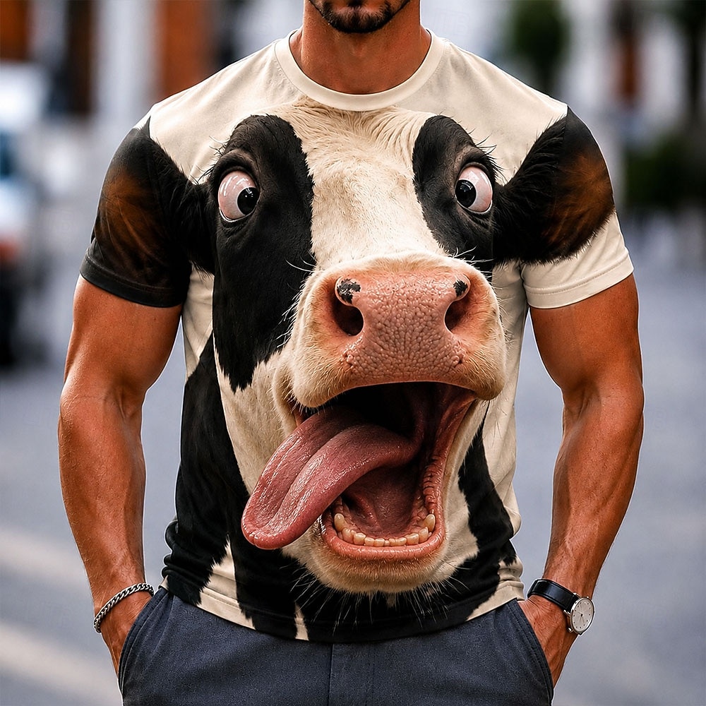 Men's Animal Milk Cows T Shirt Short Sleeve T shirt 3D Print Crew Neck Shirt Funny Casual Daily Street White White 1 White 2 Summer Spring Clothing Apparel S M L XL 2XL 3XL 2026 - $19.99 –P1