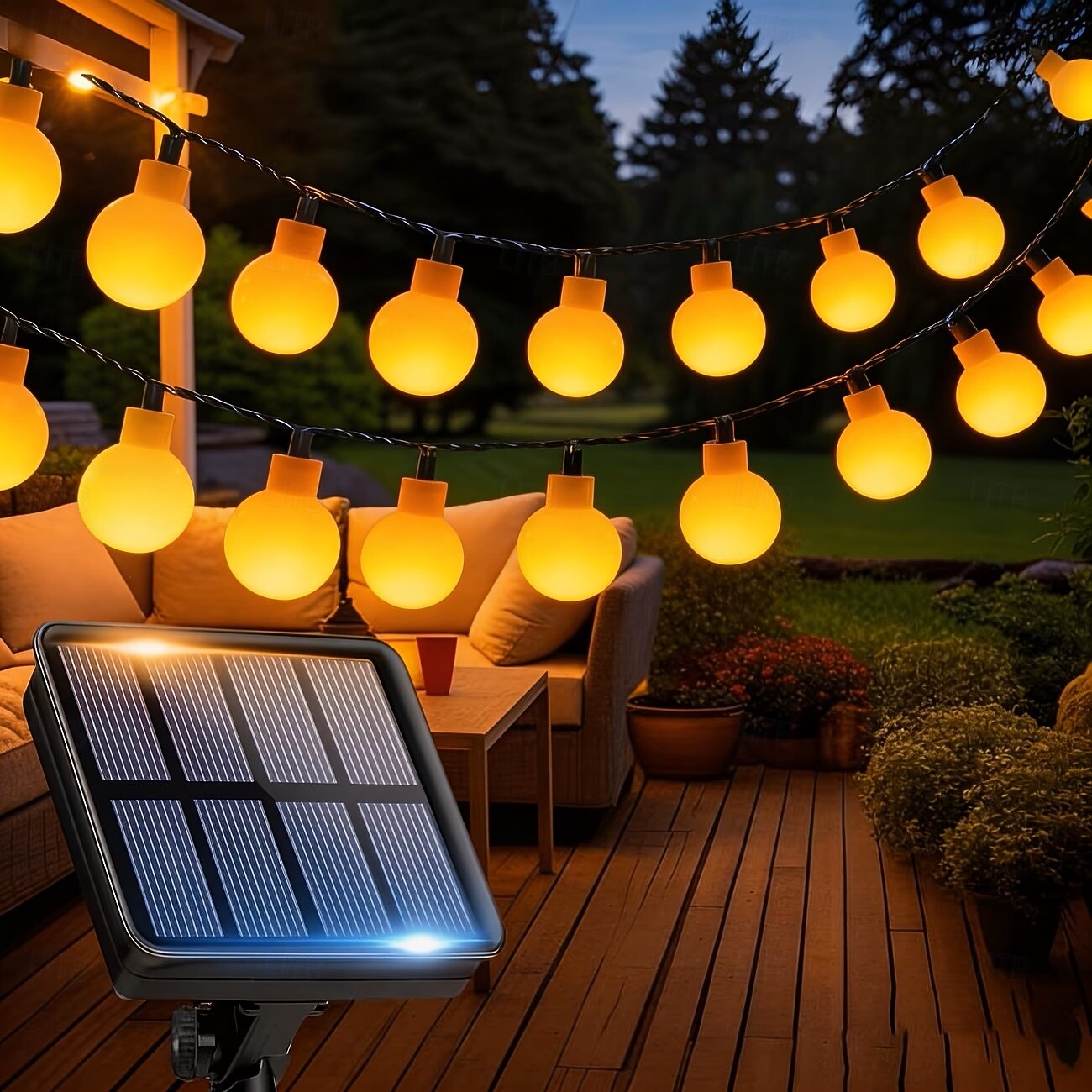 Ghirlanda luminosa solare con globo, 5 m 20 LED, 7 m 50 LED, 12 m 100 LED, luci fatate impermeabili per esterni, ideali per giardino, patio, matrimoni, campeggio, feste, Natale e Halloween. del 2026 a $12.99 –P1