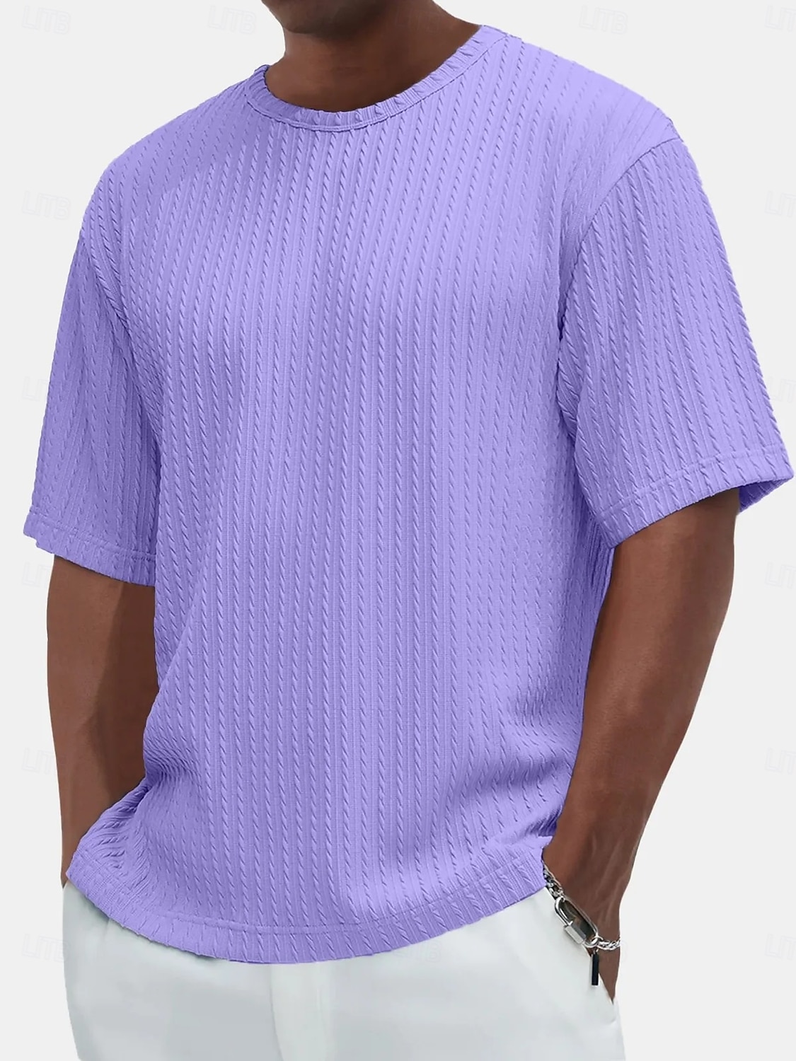 Per uomo Maglietta Maglietta a Maglia a Coste Maniche Corte Girocollo Estate Semplice Testurizzato Striscia di Fossa Moda Designer Essenziale Jacquard Puro Casuale Vacanza Streetwear Blu Nero Verde del 2026 a $20.99 –P5