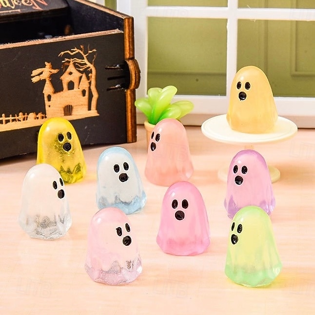30PCS Glow in The Dark Ghost Charms for Halloween, Cute Transparent White Resin Ghost Pendants for Jewelry Making, DIY Crafts, Necklace Bracelet Earrings Accessories, Mini Ghost Ornaments Gifts 2026 - $15.49 –P10