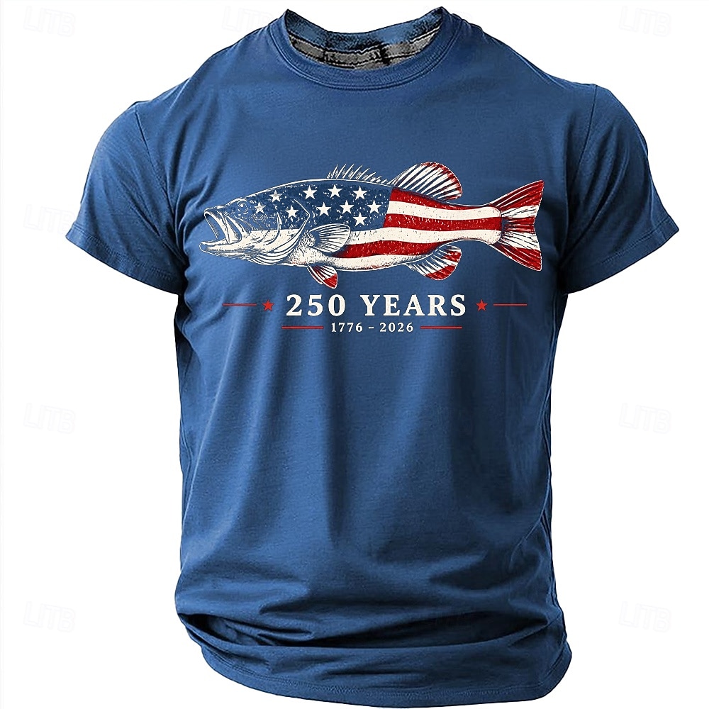 4th of July 2026 250th Men's US Flag 1776 T Shirt Short Sleeve T shirt 3D Print Crew Neck Shirt Patriotic Daily Festival Blue Black Red Summer Spring Clothing Apparel S M L XL XXL XXXL 2026 - $19.99 –P7