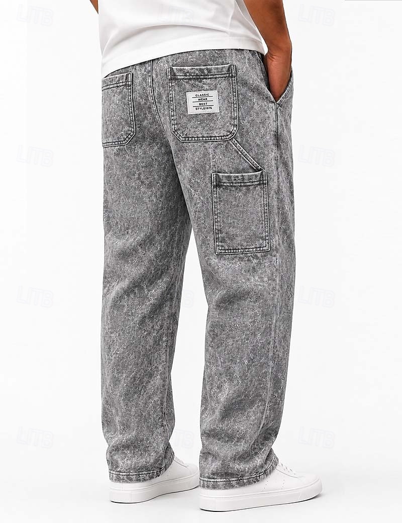Bărbați Pantaloni Pantaloni de lucru Pantaloni casual Pantaloni din denim Pantaloni de spălat cu acid Buzunar Talie elastică Picior drept Simplu Confort Lungime totală Casual Zilnic În aer liber Mod 2026 - $39.99 –P8