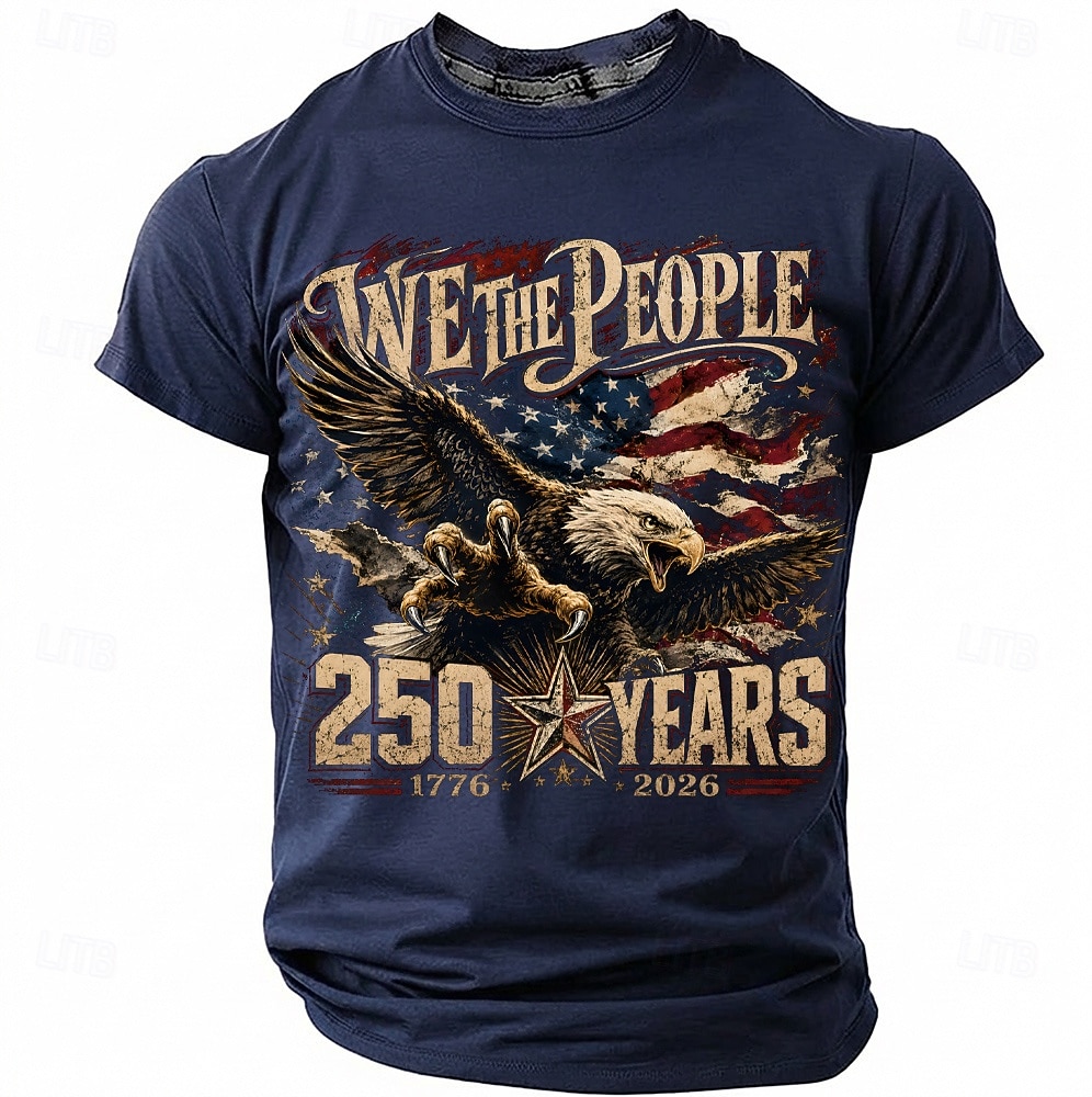 Herren 250. Jubiläum Patriotische Adler American Flag 1776 2026 Graphic T-Shirt Kurzarm Rundhals Sommer Street Top 2026 - $19.99 –P3