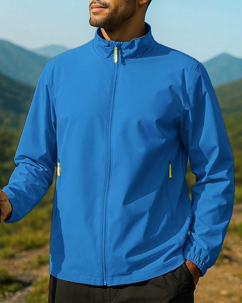 Herre Vindtett jakke Softshell jakke Turjakke Utendørs Vanntett Vindtett Turantrekk Turklær Vår Høst Topper Camping / fotturer / grotting Løp Svart Hvit Gul 2026 - $31.99 –P6