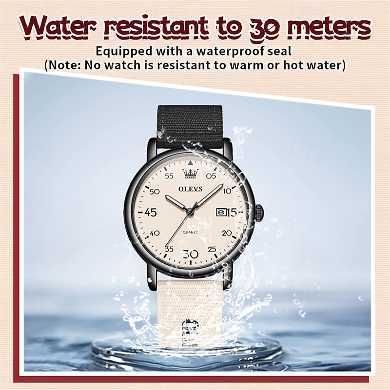 Olevs dameshorloge in roze, schattig analoog quartz polshorloge met datumweergave, casual modieus meisjeshorloge met ademende nylon band, waterdicht tot 30 meter, verjaardagscadeau voor tienermeisjes 2026 - $35.99 –P6