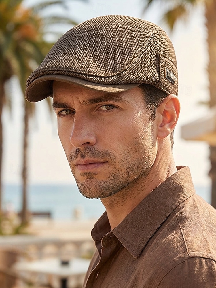 Men's Breathable Mesh Flat Cap Hat, Adjustable Polyester Summer Hat, Lightweight Casual Classic Travel Headwear, Multi-Color Summer Outdoor Sun Protection Cap 2026 - $14.99 –P3