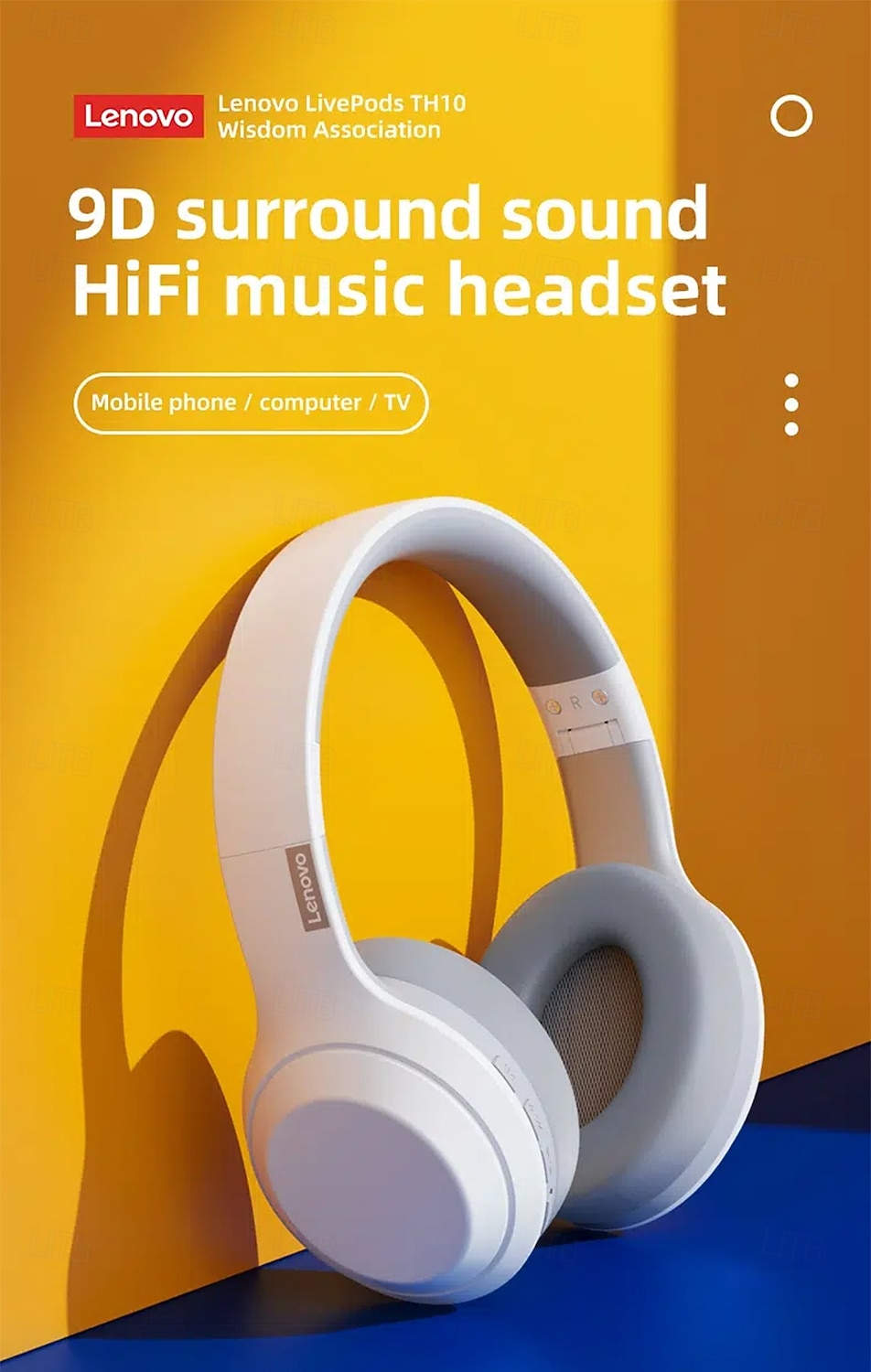 Lenovo ThinkPlus draadloze over-ear hoofdtelefoon, Bluetooth 5.3 headset met microfoon, hifi stereo diepe bas, zachte oorkussens, opvouwbaar voor gaming, reizen, kantoor, compatibel met pc en 2026 - $48.99 –P15