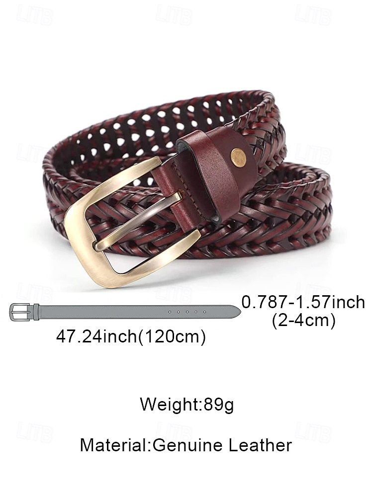 Handgemaakte gevlochten leren herenriem, verstelbare taille, geweven riem van echt leer, geschikt voor casual gelegenheden, zakenreizen en vakanties, in zwart, bruin of koffiekleur. 2026 - $18.99 –P11