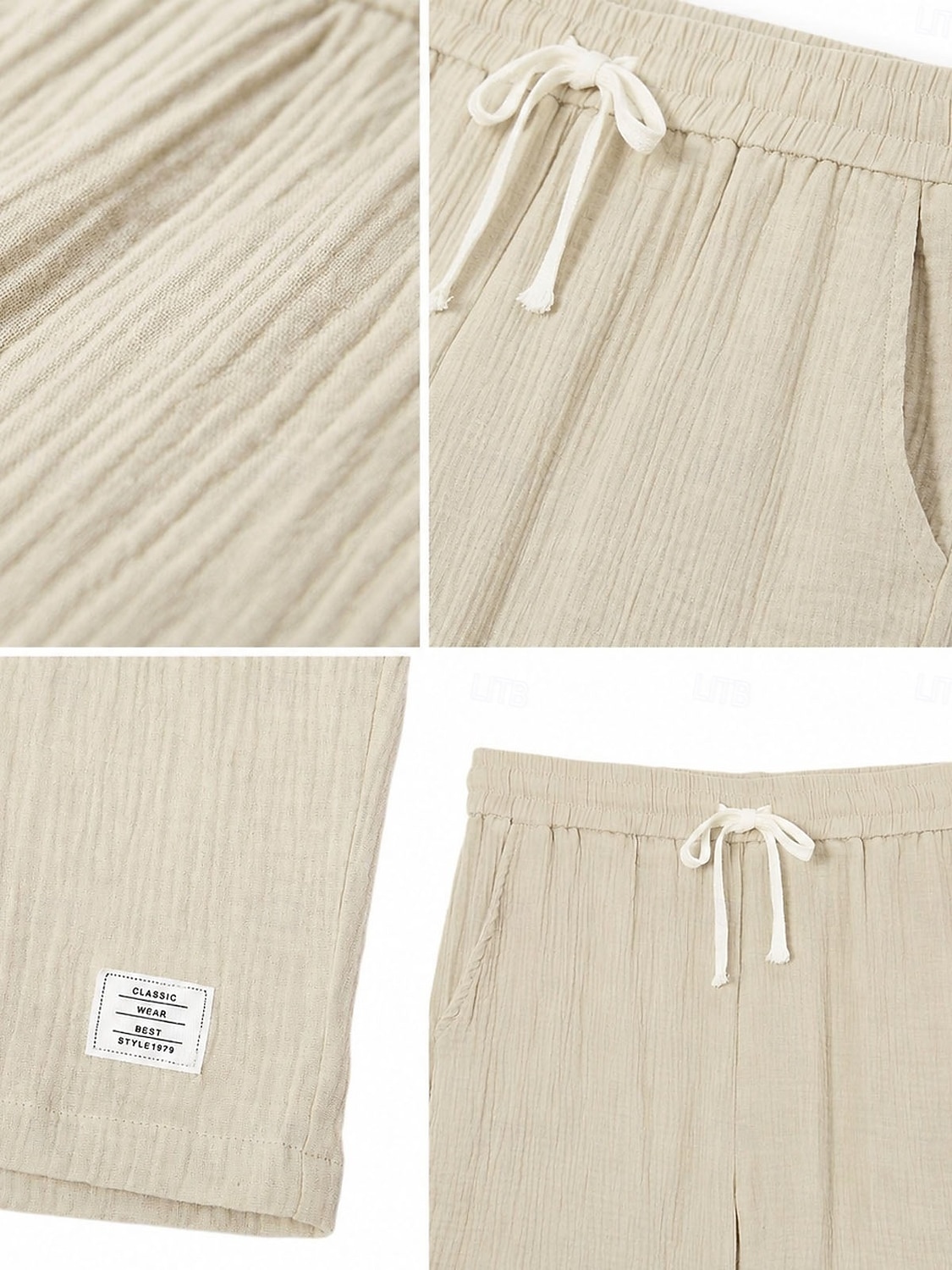 Hombre Pantalón corto Pantalones cortos de verano Pantalones cortos de playa Pantalones cortos casuales Correa Cintura elástica Color sólido Con Texturas Comodidad Transpirable Longitud de la rodilla 2026 - $25.99 –P7