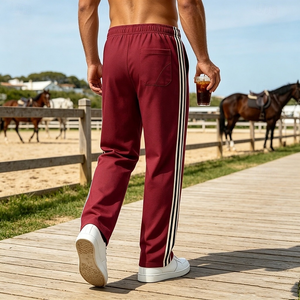 Hombre Pantalones Pantalones casuales Pantalones anchos Correa Bolsillo Cintura elástica A Rayas Comodidad Suave Casual Diario Exterior Vacaciones Moda Caqui Negro Microelástico 2026 - $21.99 –P10