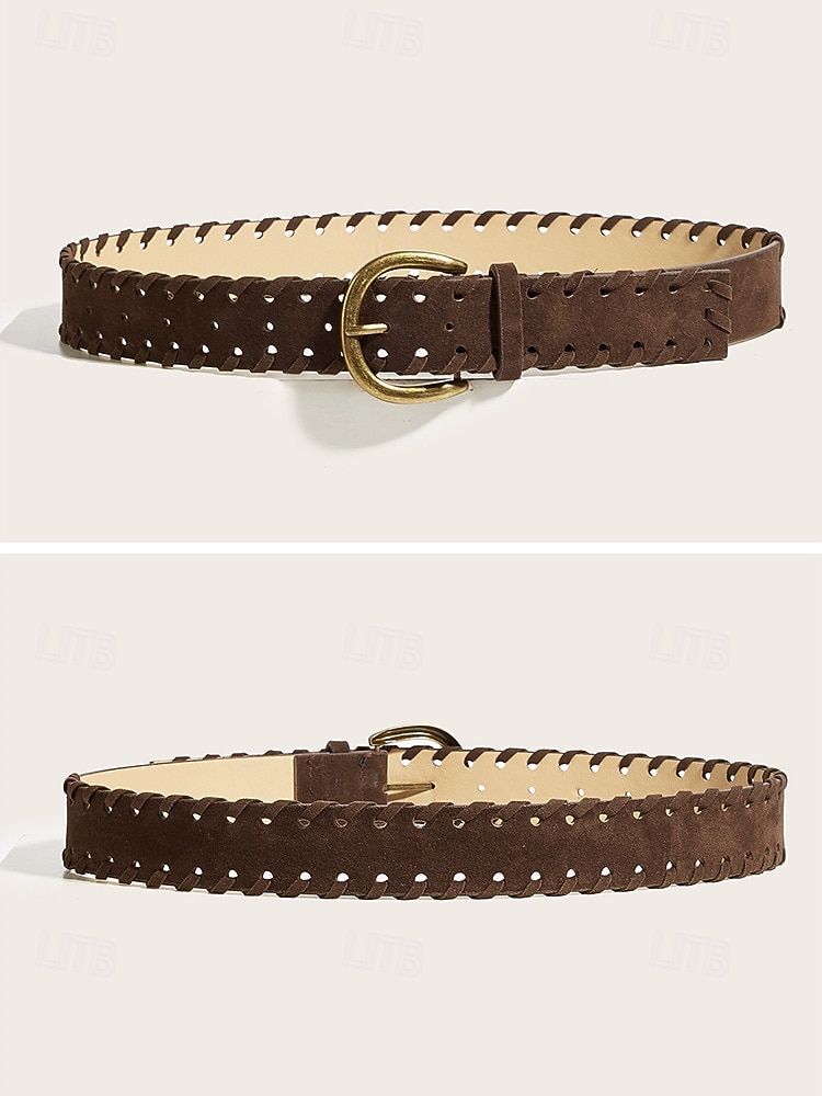 Damesriem van gevlochten imitatieleer met verstelbare tailleband in bruin en koffiebruin, een zomeraccessoire voor jurken, broeken met hoge taille, casual, vakantie-, reis- en dagelijkse kleding. 2026 - $11.99 –P4