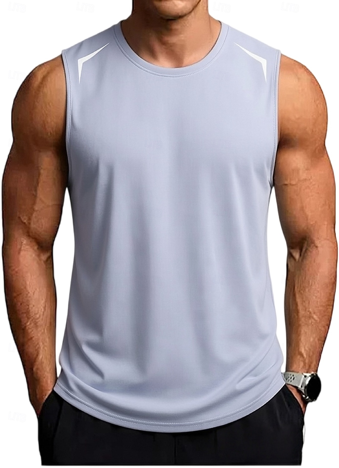 Men's Racer Back Tank Top Sleeveless Crew Neck Summer Solid Color Sports Soak Off Reflective Strip Minimalist Casual Silver Light Khaki Black Top Tee for Men 2026 - $19.99 –P1