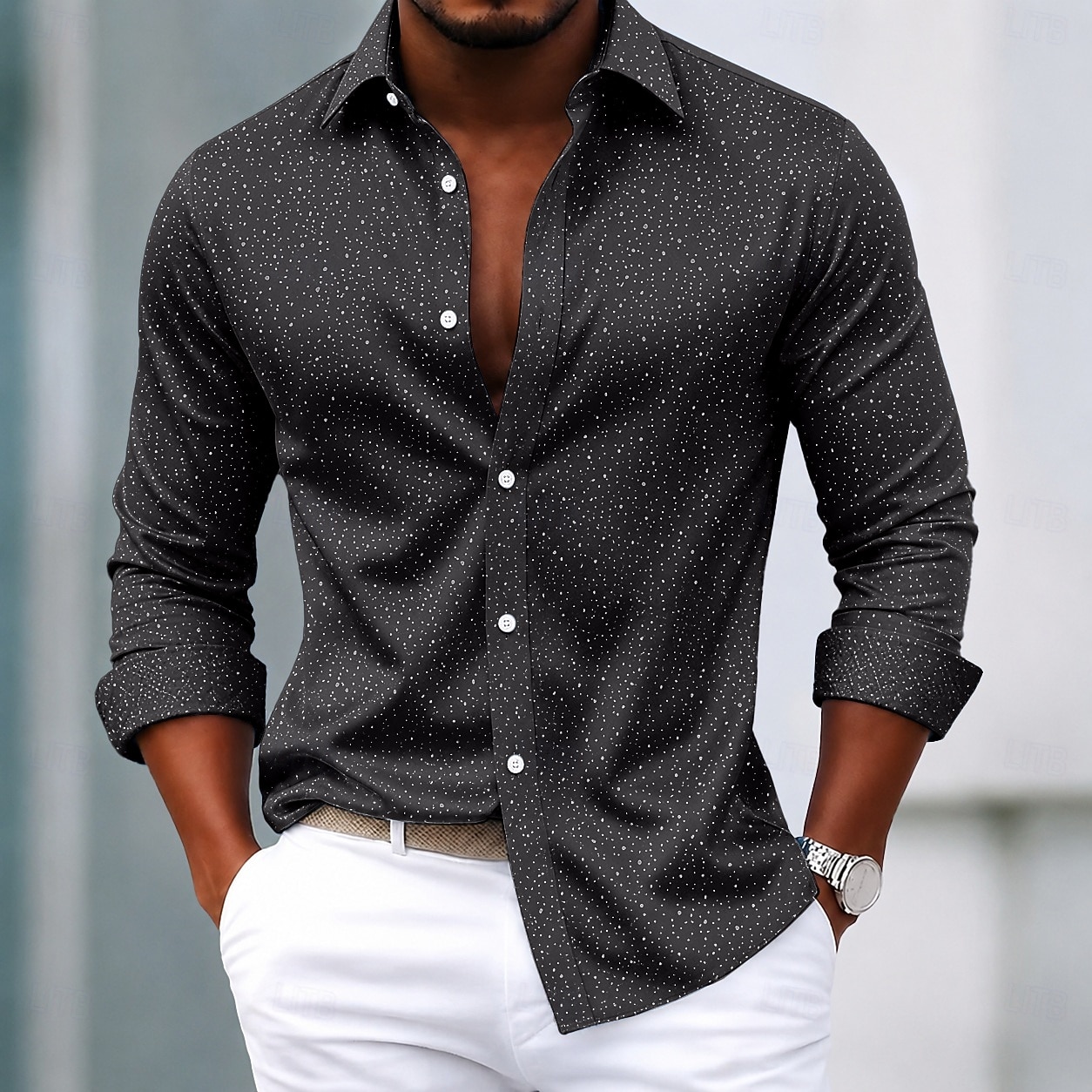 Men's Shirt Dress Shirt Button Up Shirt Polka Dot Casual Daily White Light Blue Black Red Long Sleeve Turndown All Seasons Clothing Apparel Slim Fit 2026 - $27.99 –P5