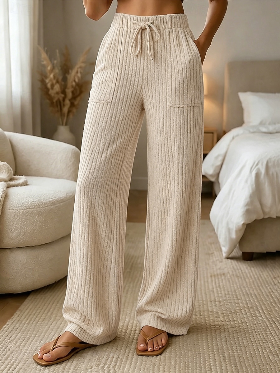 Mulheres Atrevido Moda Comprimento total Cintura Alta Conforto Com Stretch Férias Preto Amêndoa Azul Marinho Escuro Marron Primavera de 2026 por $22.99 –P5