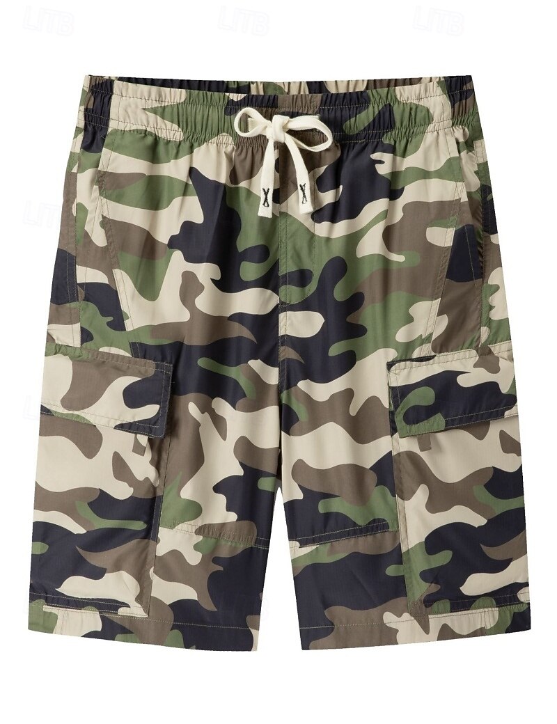 Men's Lightweight Cargo Shorts Comfort Waist Tactical Cargo Shorts Casual Shorts Drawstring Elastic Waist Multi Pocket Camouflage Quick Dry Knee Length Casual Outdoor Streetwear Fashion Streetwear 2026 - $27.99 –P18