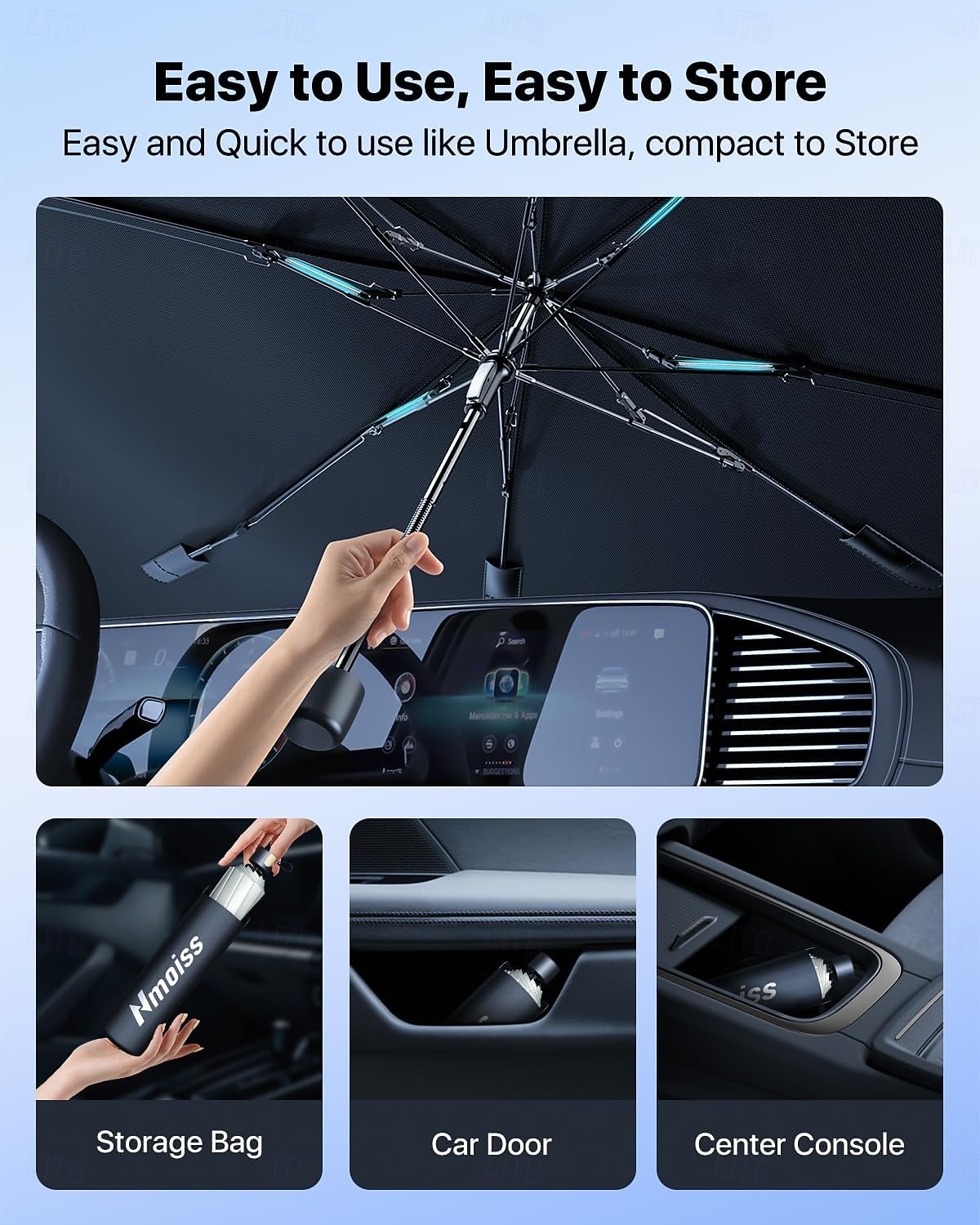 Umbrelă de soare pentru parbriz auto, parasolar pliabil cu protecție UV pentru geamul din față, parasolar reflectorizant care blochează căldura, capac interior de răcire pentru mașini, SUV-uri și 2026 - $11.99 –P4
