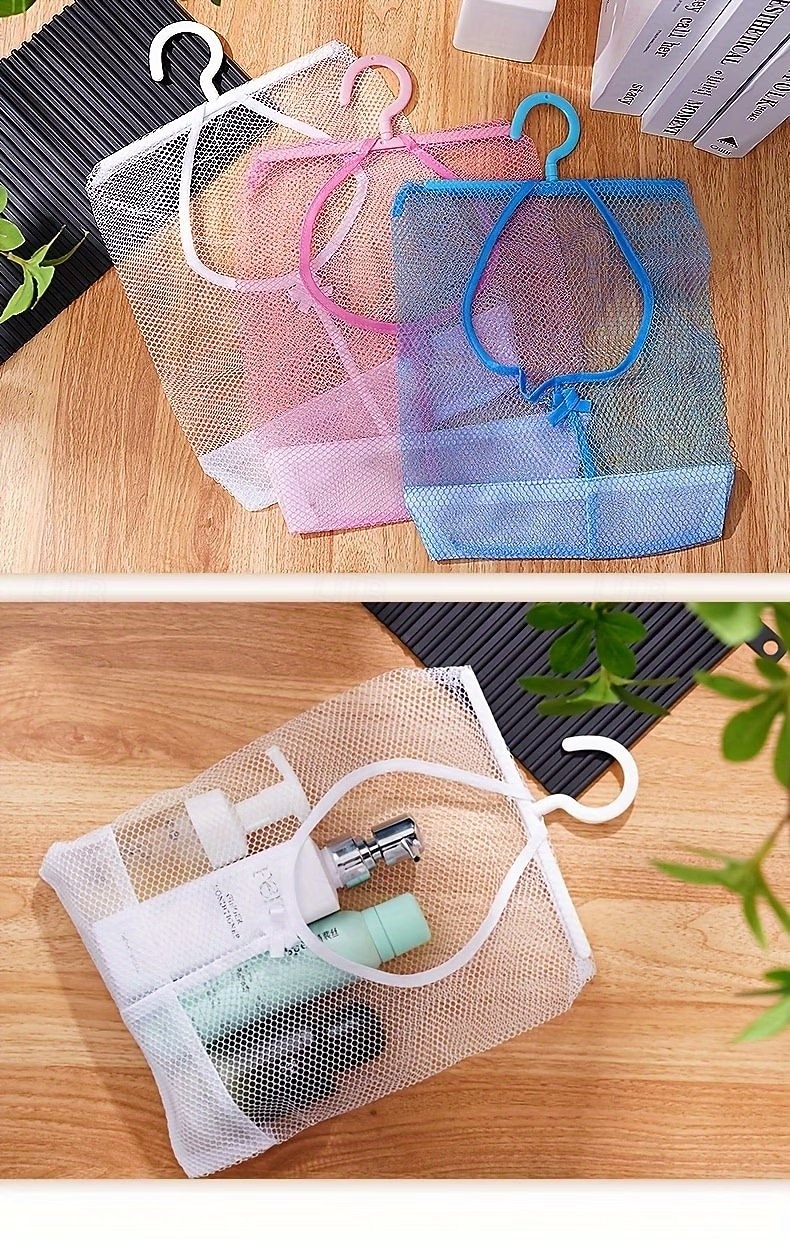 2 bolsas de almacenamiento colgantes de malla para estante de baño, organizador colgante multifuncional transpirable, cesta de almacenamiento de pared para ducha, cocina, lavadero, cosméticos y 2026 - $11.49 –P6