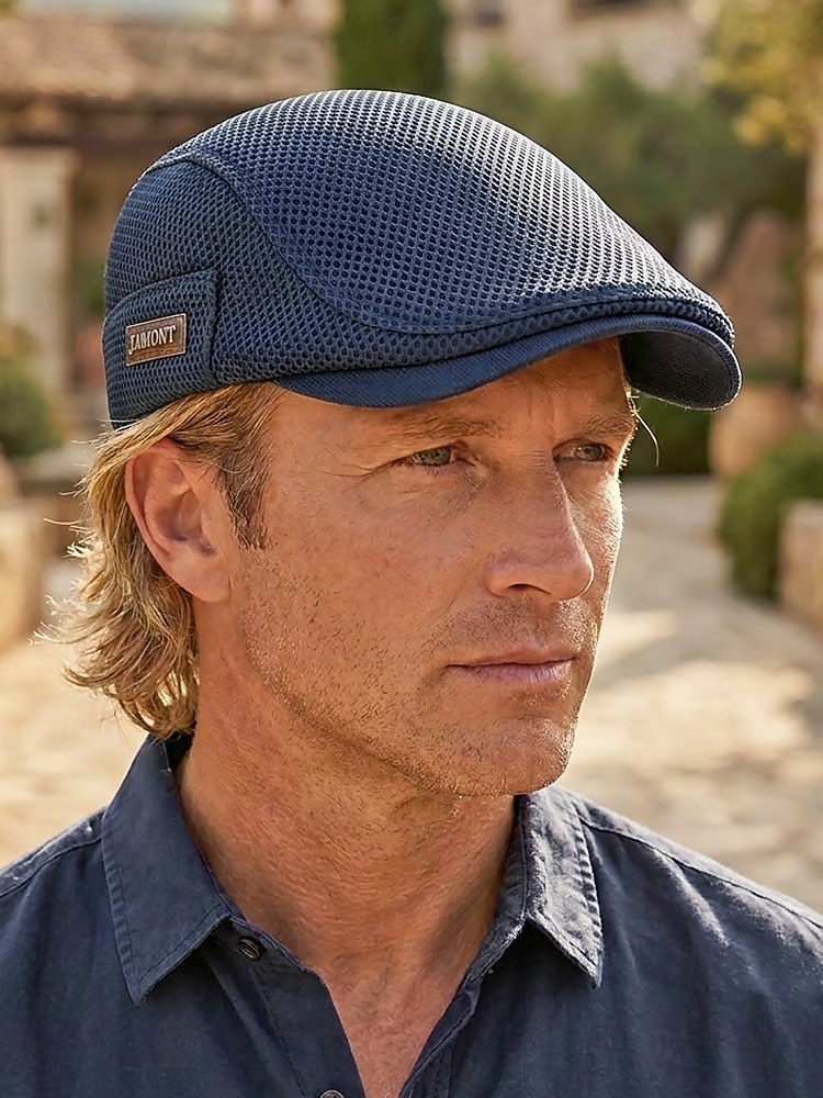 Men's Breathable Mesh Flat Cap Hat, Adjustable Polyester Summer Hat, Lightweight Casual Classic Travel Headwear, Multi-Color Summer Outdoor Sun Protection Cap 2026 - $14.99 –P2
