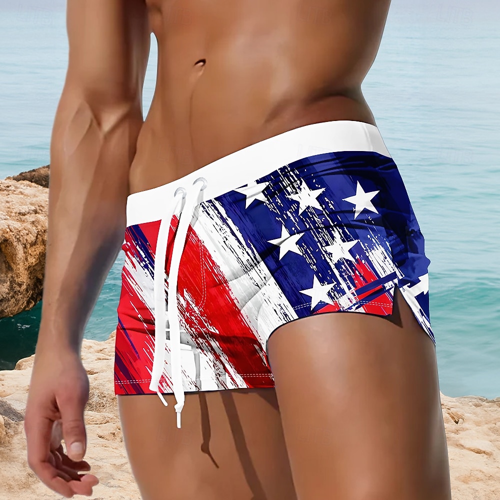 Men's US Flag Swim Trunks Swim Shorts Board Shorts Mid Waist Patriotic Outdoor Holiday Drawstring with Mesh lining Elastic Waist Designer Clothing Apparel 2026 - $20.99 –P3