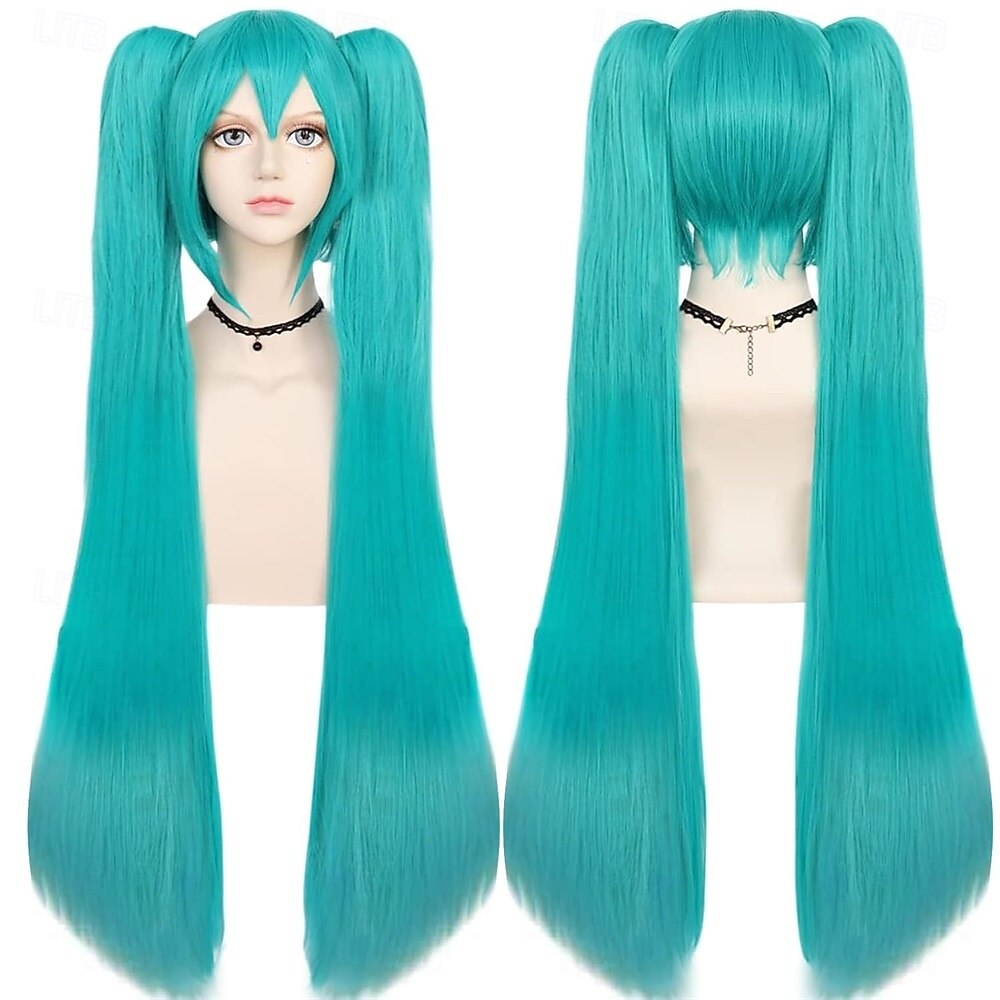 perruque turquoise style chanteuse virtuelle à double queue de cheval de 2026 ? $35.99 –P2