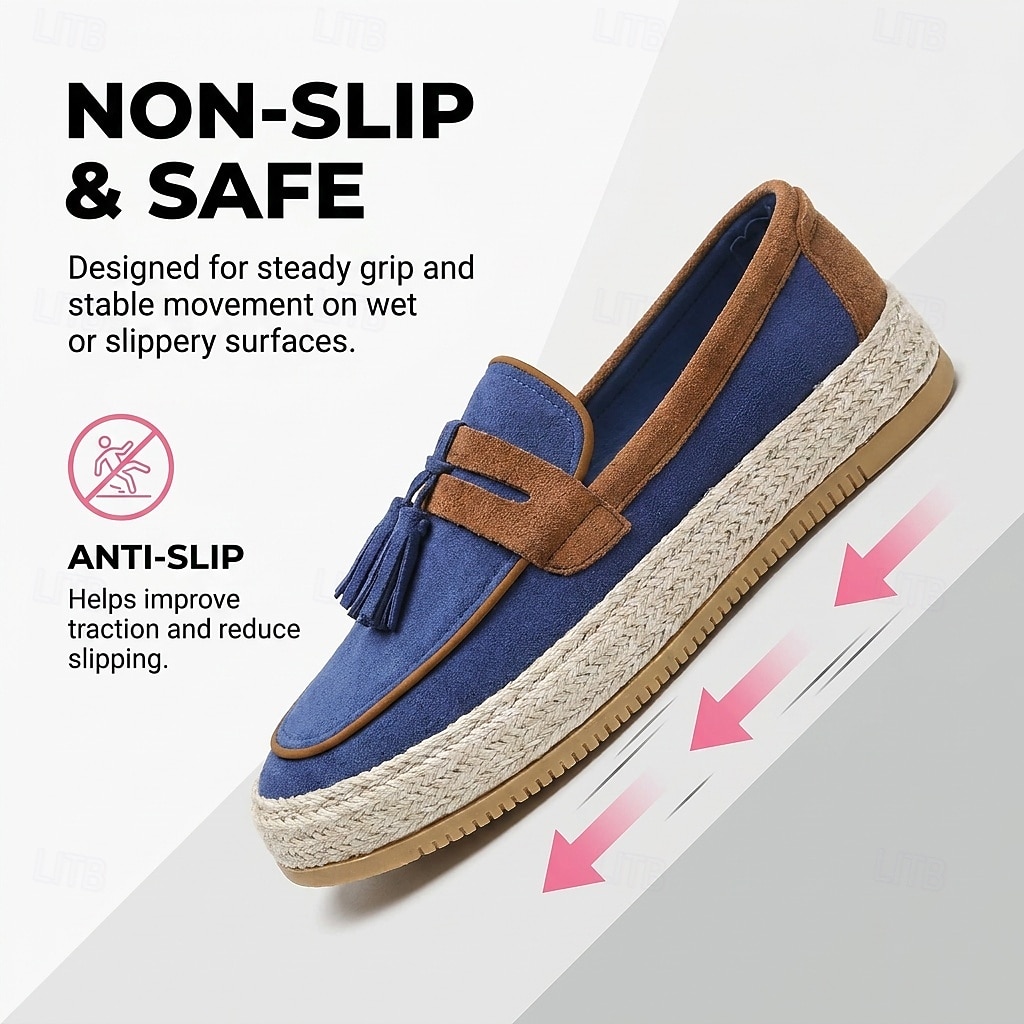 Men's Blue Tassel Espadrille Loafers – Lightweight Slip-On Resort Shoes, Old Money Casual Footwear for Cruises, Beach Vacations and Weekend Getaways 2026 - $34.99 –P3