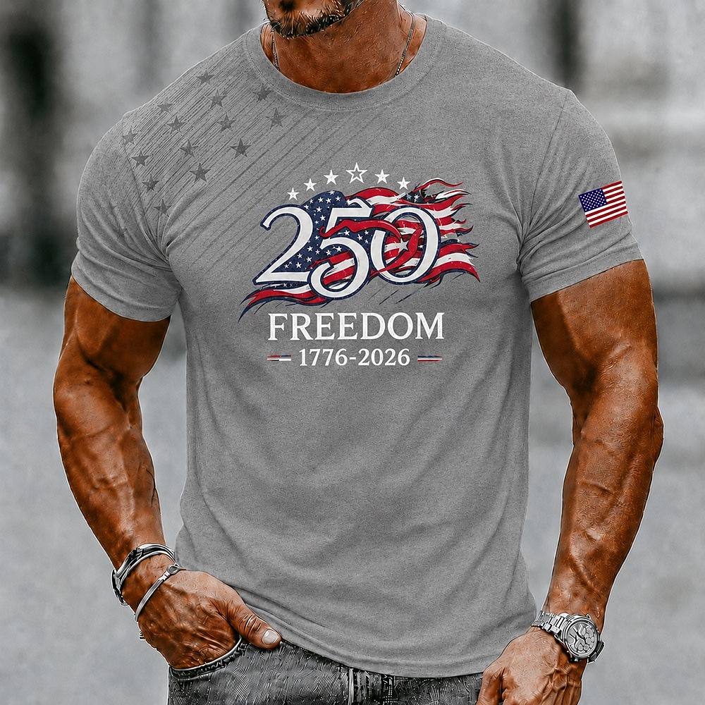 4th of July 2026 250th Men's US Flag T Shirt Short Sleeve T shirt 3D Print Crew Neck Shirt Patriotic Daily Festival Blue White Black Summer Spring Clothing Apparel S M L XL XXL XXXL 2026 - $19.99 –P4