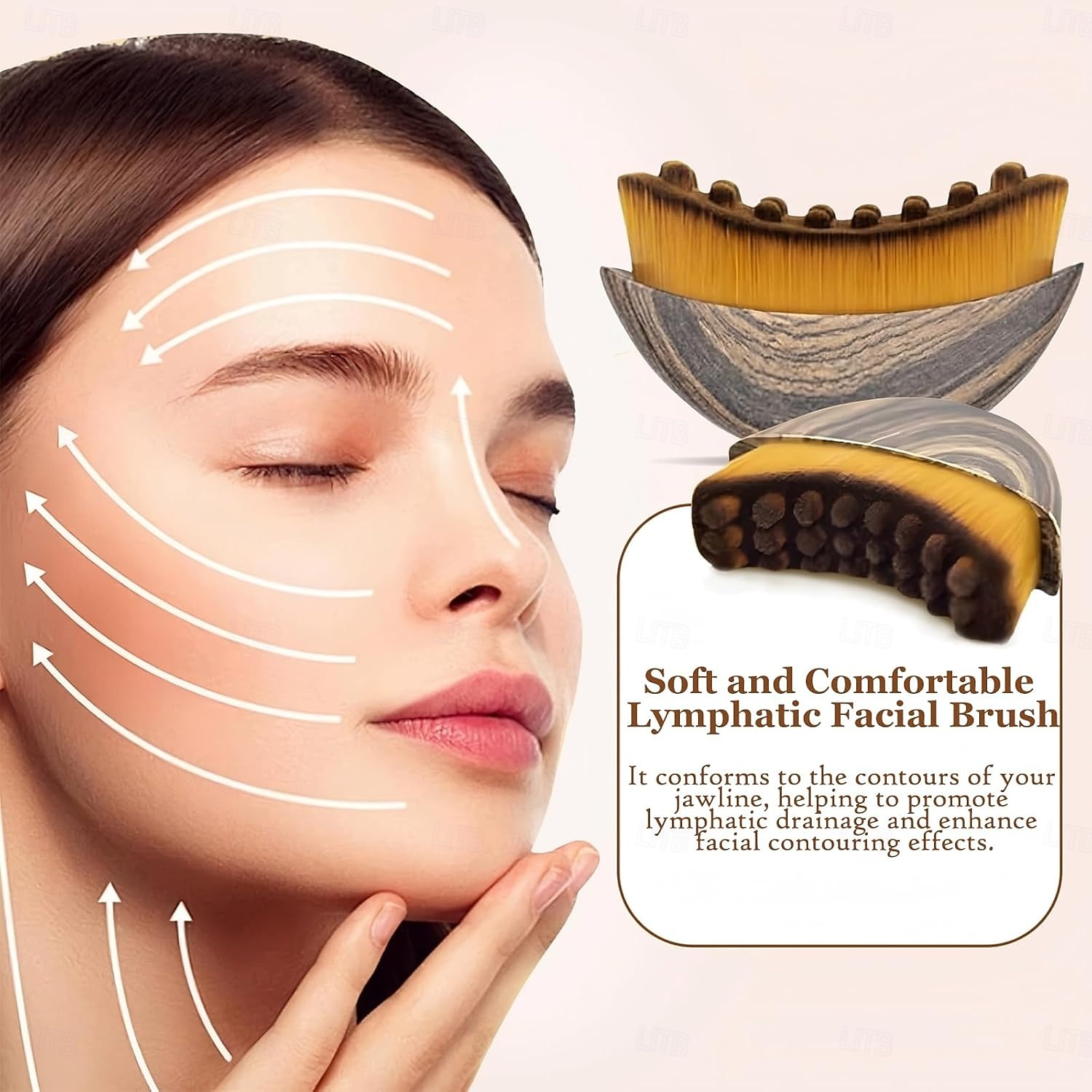 Lymfekliercontourborstel voor het gezicht, gebogen foundationborstel voor het contouren van de kaaklijn, facelift &contourborstel voor make-up, vermindert wallen. &Professionele gezichtsmassagetool 2026 - $11.99 –P5