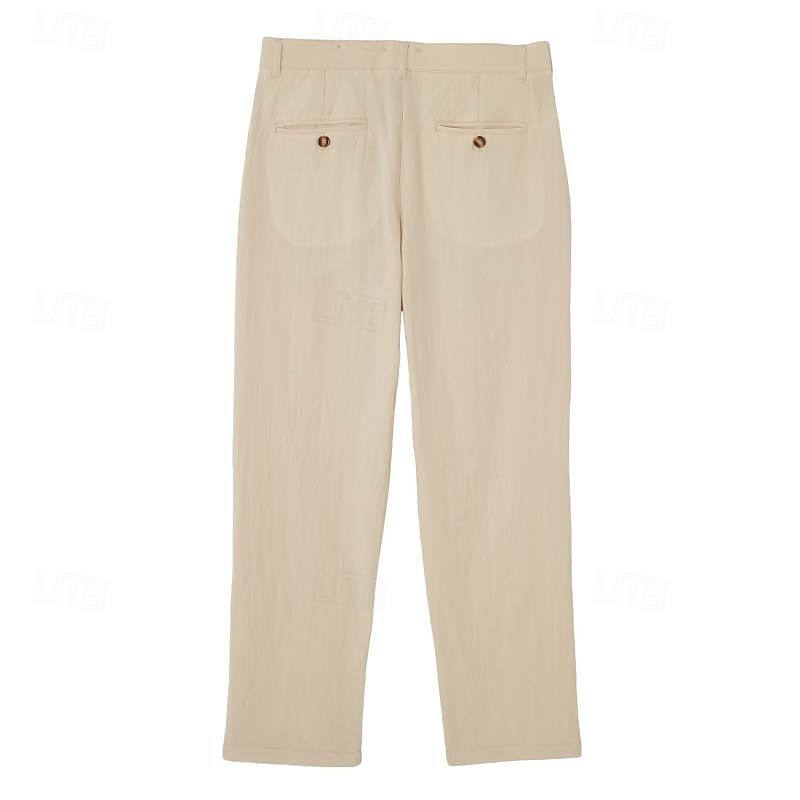 Men's Cotton Linen Pants Trousers Summer Pants Baggy Pants Beach Pants Pleated Pocket Solid Color Comfort Breathable Full Length Casual Daily Outdoor Vacation Fashion Loose Fit Blue White Inelastic 2026 - $29.99 –P6
