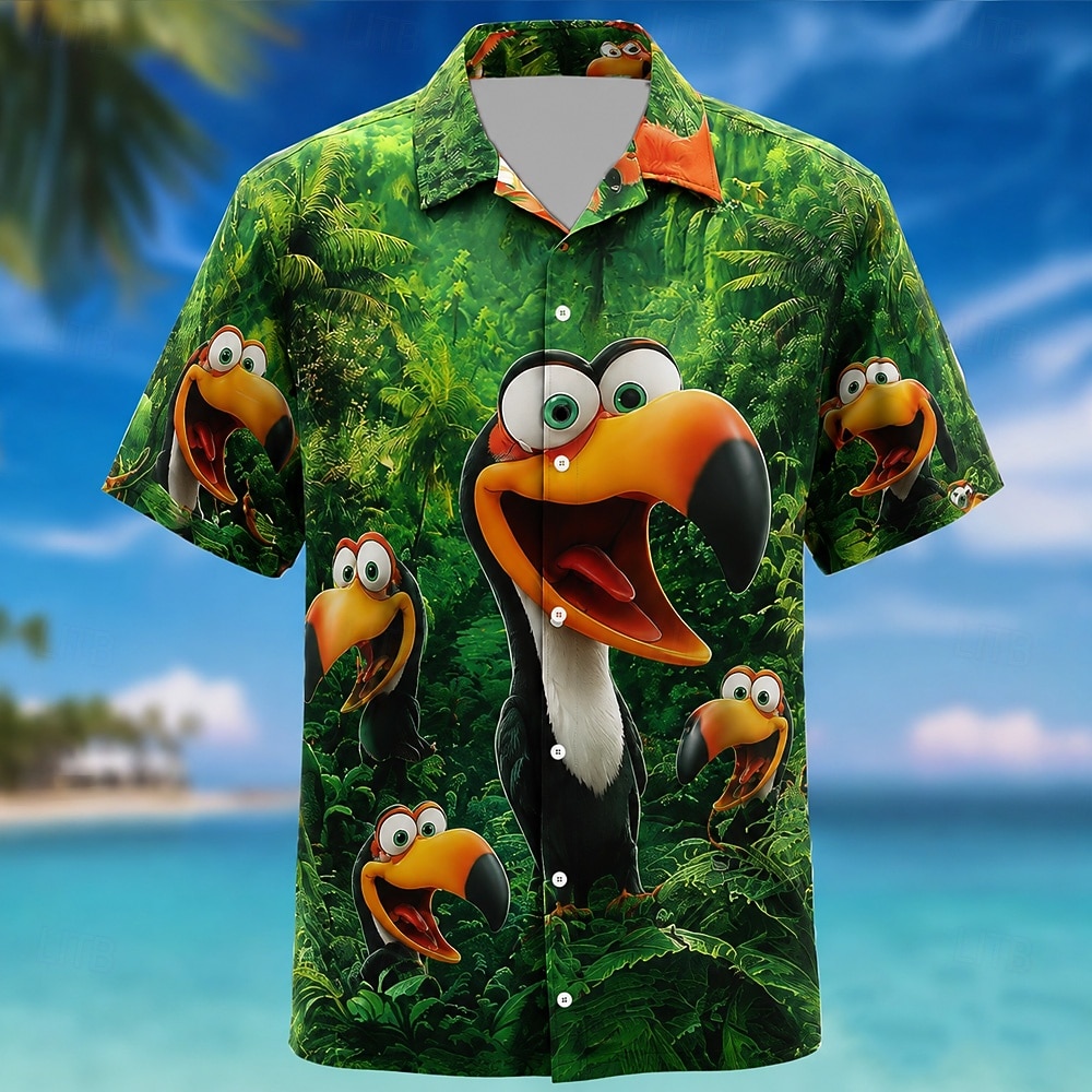 Men's Parrot Coconut Palm Tropical Plants Summer Hawaiian Shirt Tropical Shirts Aloha Shirt Short Sleeve Hawaiian Daily Beach Vacation Wear Summer Spring Turndown 3D Print Button Up Shirts Blue 2026 - $25.99 –P1
