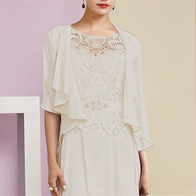 scialli per ospiti di nozze avvolgere le donne impacchi per la madre puro elegante chiffon a mezza manica impacchi da sposa con balze per la festa primaverile&amp; estate del 2026 a $45.99 –P7