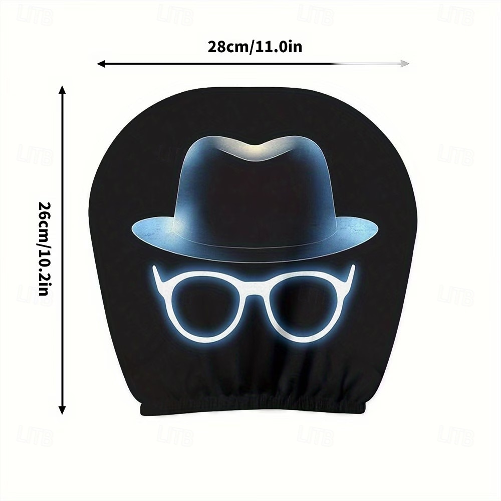 Fundas para reposacabezas de asiento con estampado de gafas de moda neón y sombrero de caballero (2/4 unidades), ajuste universal, fáciles de limpiar, suaves, cómodas, duraderas y transpirables, 2026 - $14.99 –P1