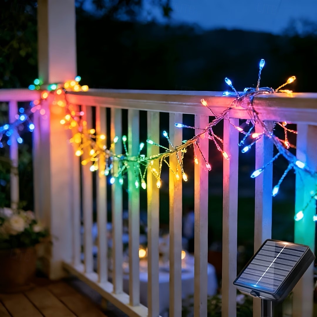 Solcelledrevet lyslenke 6m 200 LED fyrverkeriformet lyslenke med 8 blinkende moduser for hagefester utendørs belysning bryllup terrassedekorasjon 2026 - $25.99 –P6
