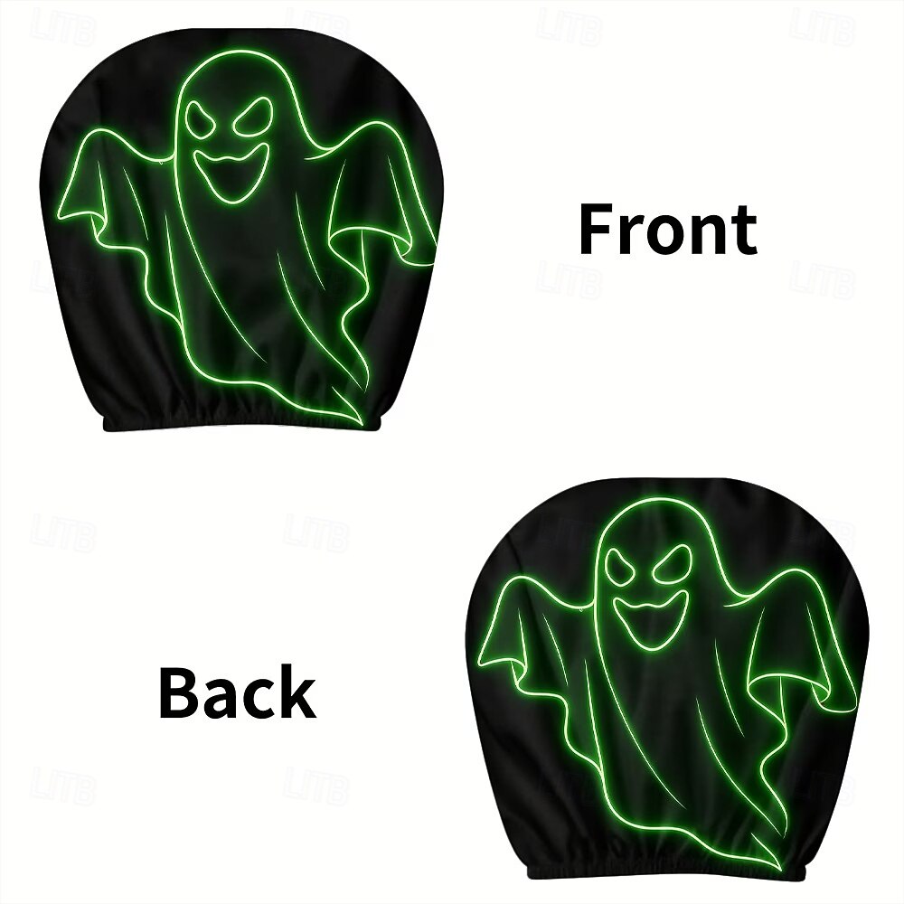 Conjunto de 2/4 capas de encosto de cabeça fluorescentes com tema de fantasmas para o Halloween, capas protetoras que brilham no escuro para encostos de cabeça de carros, decoração universal para de 2026 por $16.99 –P5