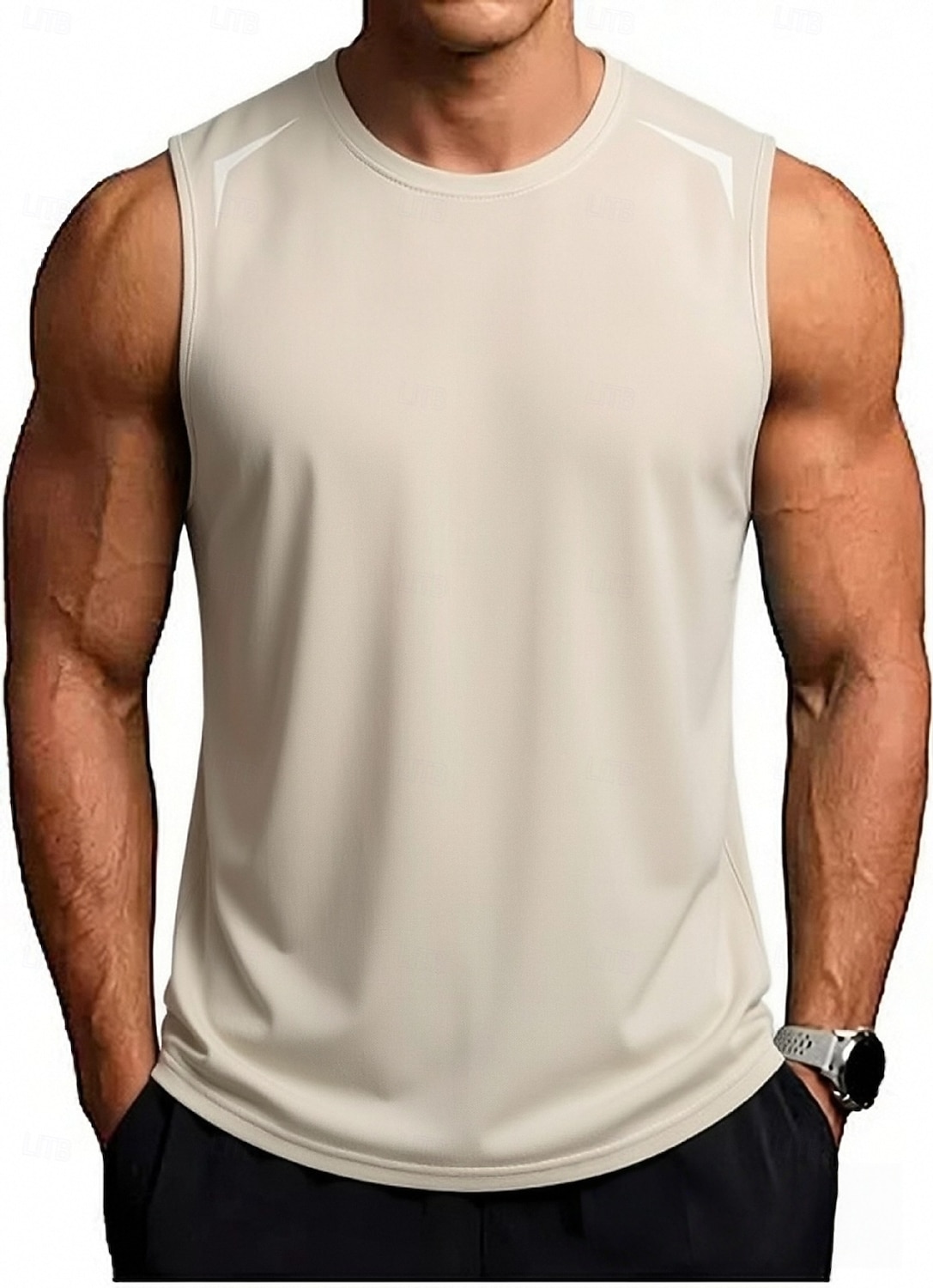 Men's Racer Back Tank Top Sleeveless Crew Neck Summer Solid Color Sports Soak Off Reflective Strip Minimalist Casual Silver Light Khaki Black Top Tee for Men 2026 - $19.99 –P12