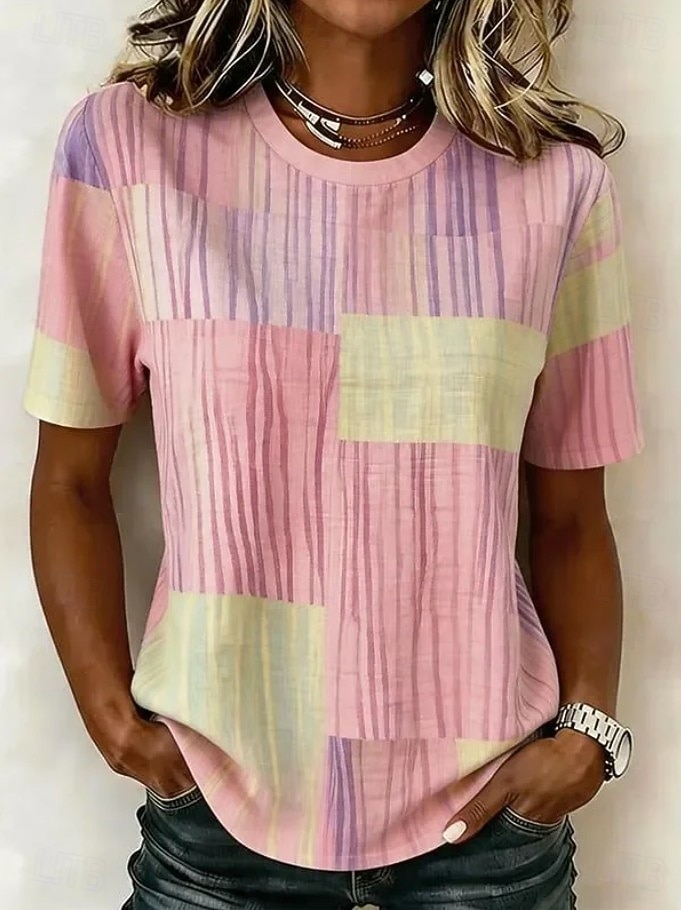 Music Festival Women's T Shirt Print Floral Graphic Plants Fashion Stylish Classic Short Sleeve Crew Neck Regular Tops Casual Daily Weekend Blue Khaki Black Pink Brown Summer Spring 2026 - $7.99 –P4