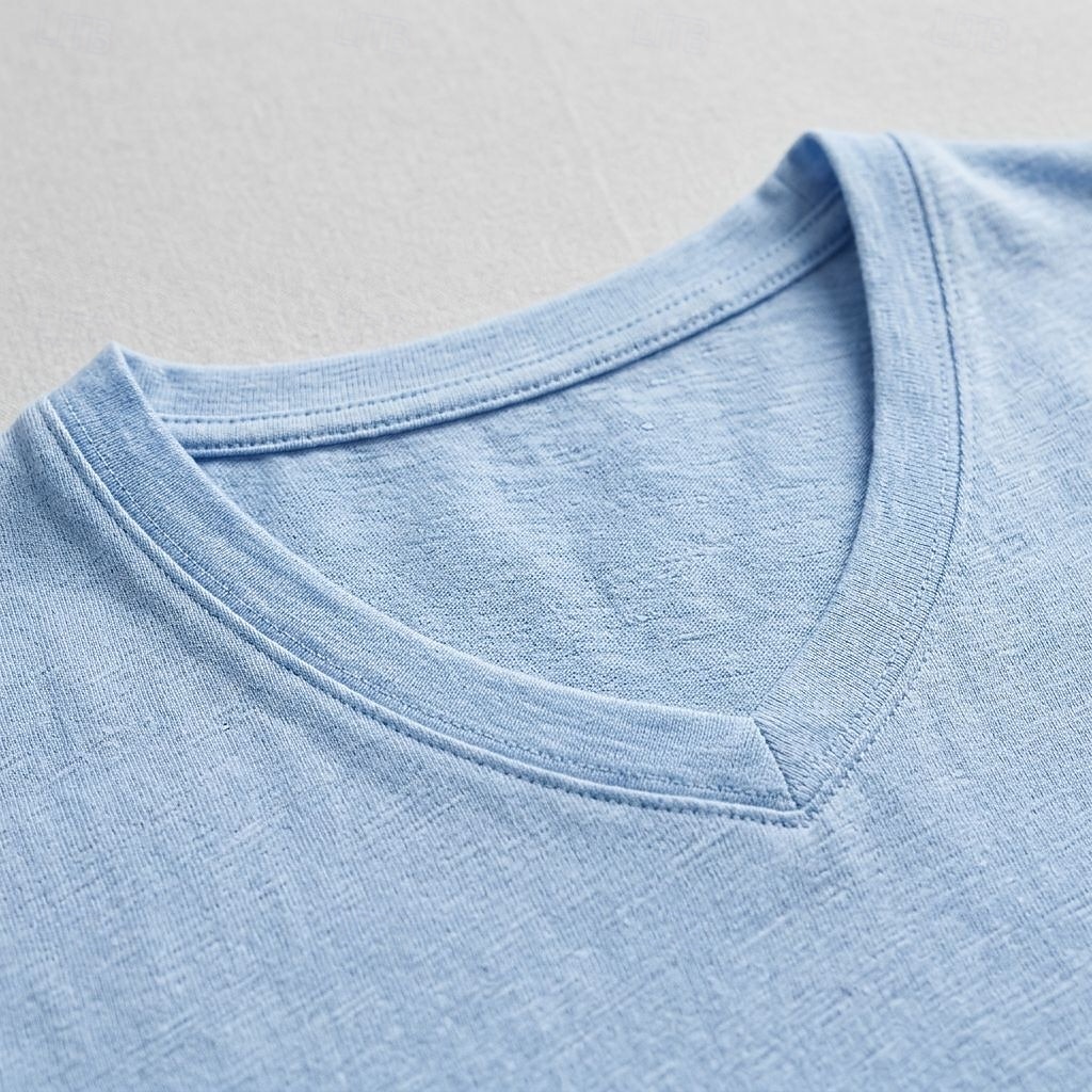 Ανδρικά Μπλουζάκι T-Shirt Cotton Blend Κοντομάνικο Λαιμόκοψη V Ανοιξη καλοκαίρι Καλοκαίρι Άνοιξη Συμπαγές Χρώμα Σκέτο Βίντατζ Μποέμ Καθημερινό Σκέτο Causal Διακοπές Δρόμος Λευκό Μαύρο Μπλε Απαλό 2026 - $40.99 –P6