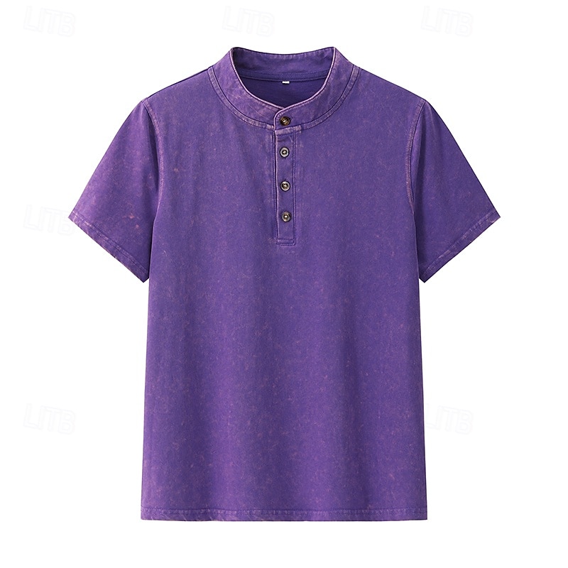 softfade™ maglietta henley da donna 100% cotone stile vintage alla moda elegante maniche corte top regolari casual spiaggia blu kaki nero viola arancione primavera del 2026 a $28.99 –P9