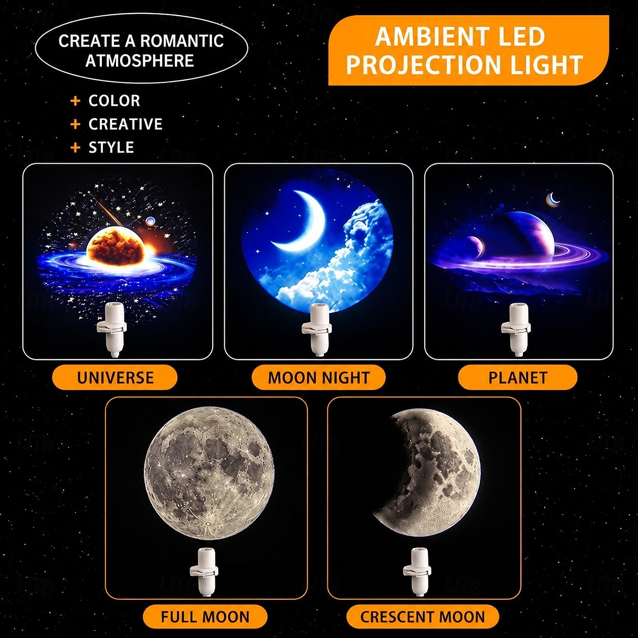 melkwegprojector &Nachtlampje, USB-aangedreven sterrenhemelprojectorlamp, 15 patronen, draagbaar LED-nachtlampje voor slaapkamer, auto, huisdecoratie, dromerige plafondprojectielamp 2026 - $19.99 –P3
